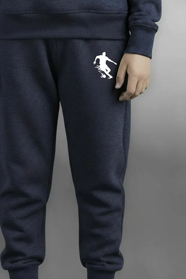 Детские спортивные штаны для девочек с принтом 3 шт Han Elegant, Black/Gray/Navy — фото 3
