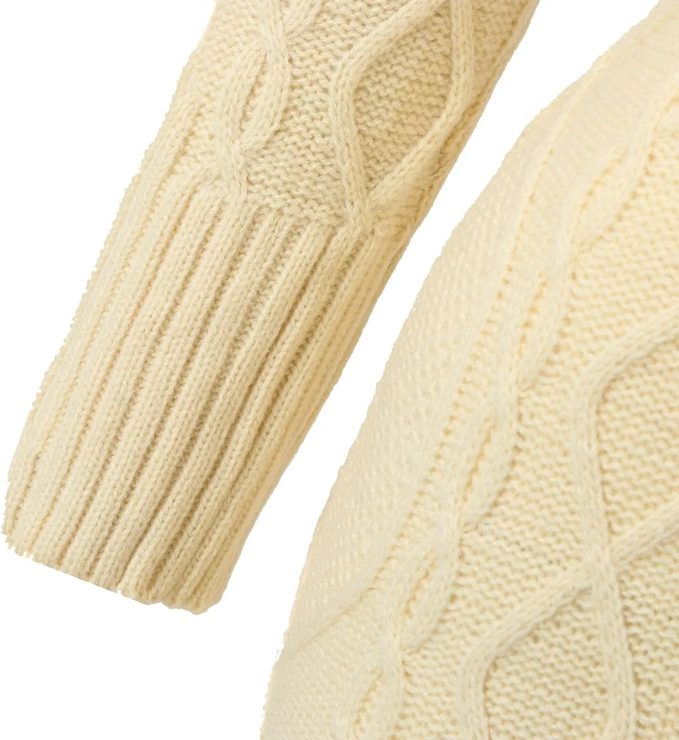 Женское вязаное платье с высоким воротом Basic, Beige — фото 2