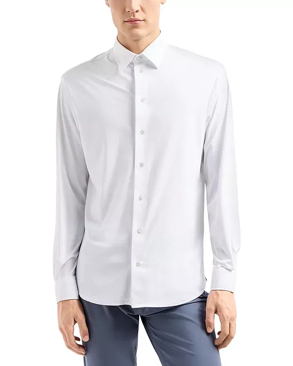 Мужская рубашка из стрейч-ткани Emporio Armani, Brilliant White