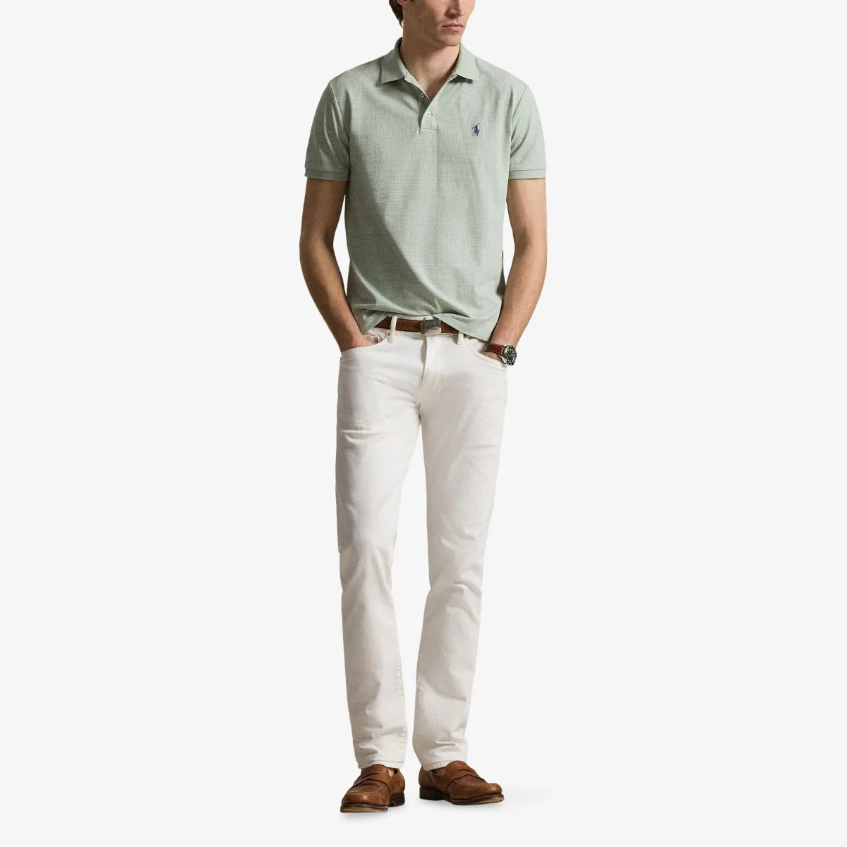Хлопковая рубашка-поло с вышитым логотипом Polo Ralph Lauren, светло-зеленый — фото 2