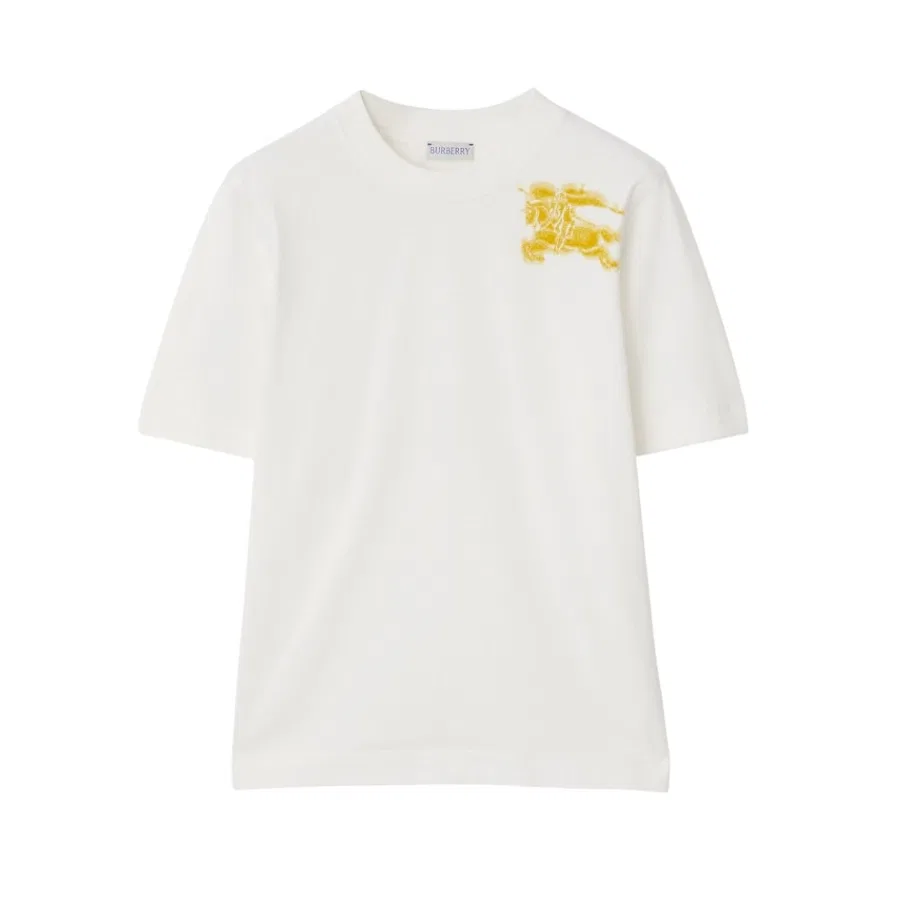 Футболка хлопковая с принтом Logo Printed Crewneck Cotton T-Shirt Burberry, Salt — фото 4