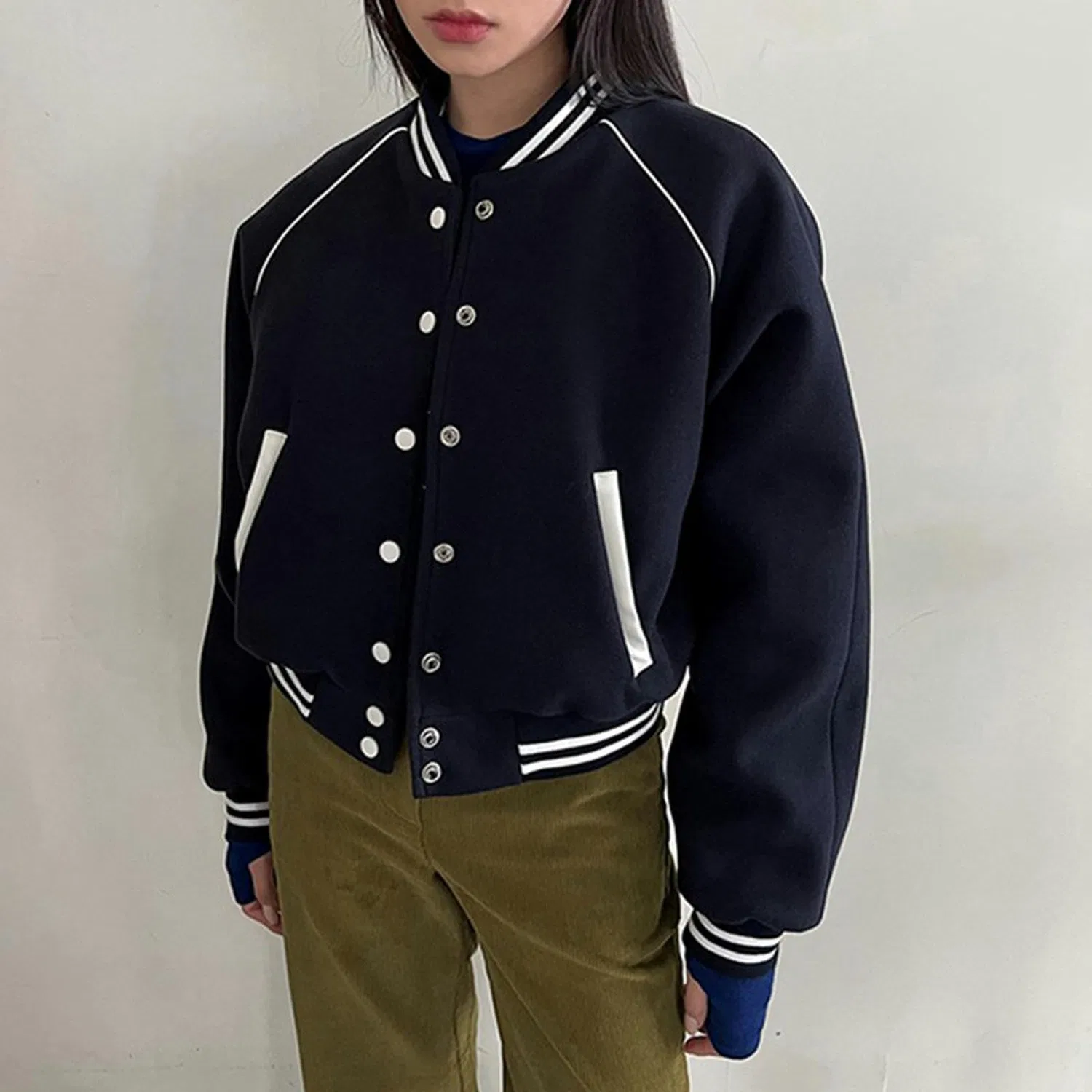 Мужская короткая куртка с воротником-стойкой Nuovo Stile Sportivo Casual Colletto alla Coreana Uniforme da Baseball Monopetto Giacca Corta Allentata Top-Rosso-S, Rosso — фото 3