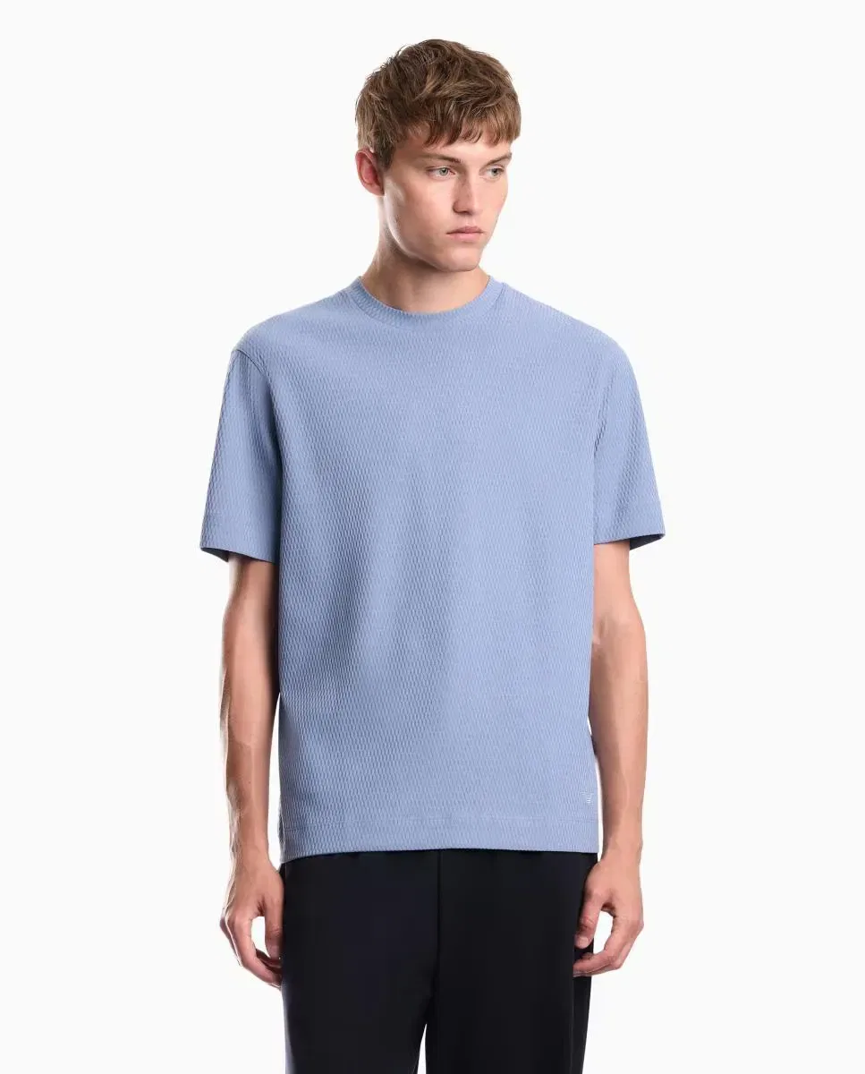 Мужская футболка с коротким рукавом из жаккарда Emporio Armani, Azul Claro