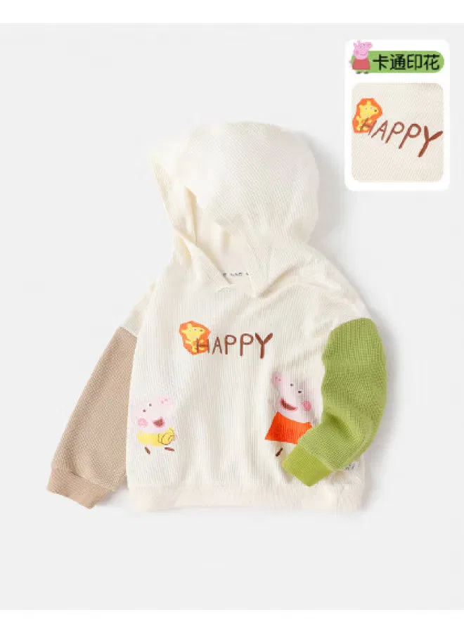 Свитшот с капюшоном и контрастными рукавами Peppa Pig, айвори