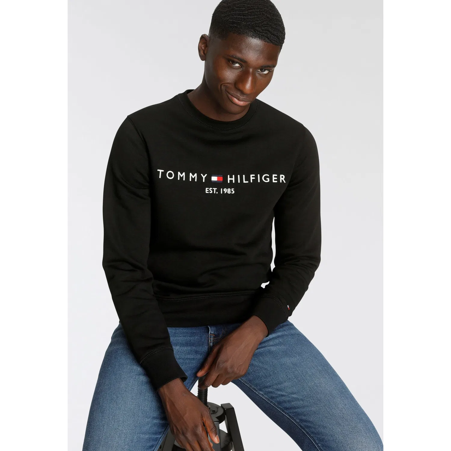 Мужской свитшот с логотипом Tommy Hilfiger, Black — фото 4
