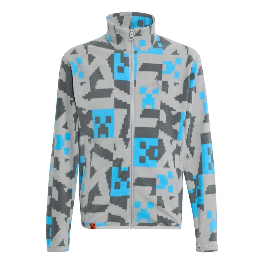 Спортивная флисовая куртка ADIDAS TERREX 'Adidas x Minecraft' серого и темно-серого цвета