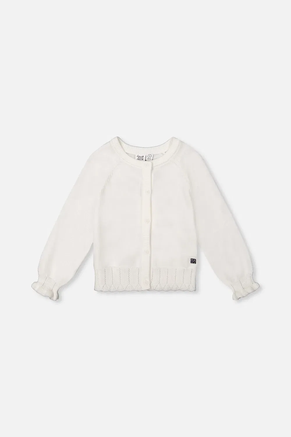 Детский вязаный кардиган с длинным рукавом Deux par Deux, Off-White