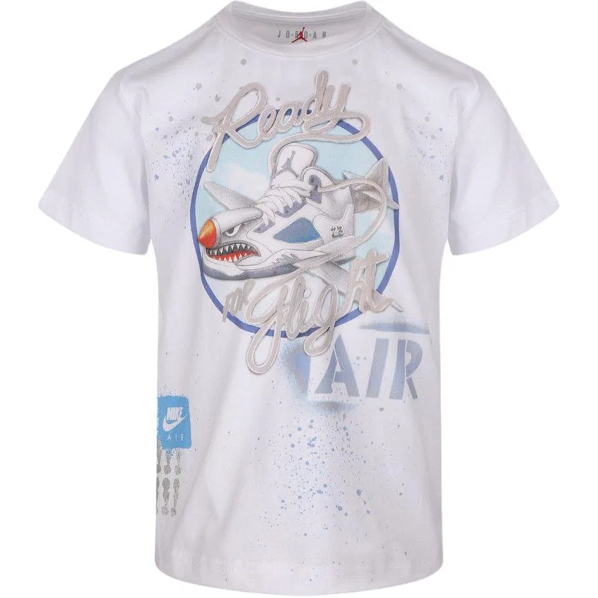 Детская футболка с круглым вырезом Nike Pre School T Shirts Crew Neck Moderate, White — фото 4