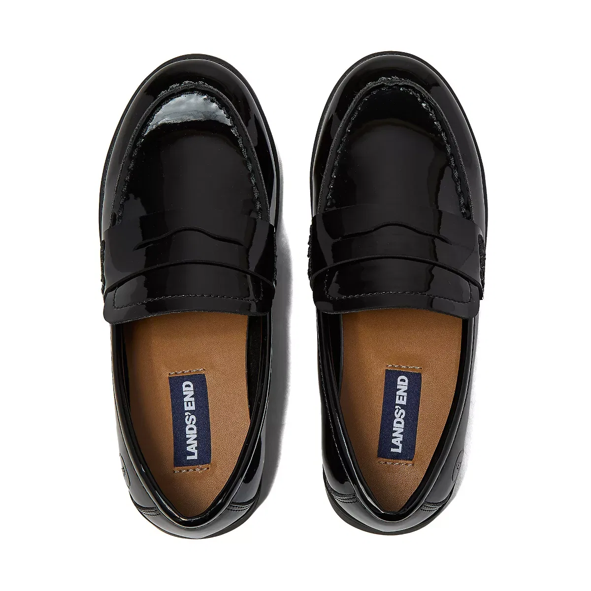 Детские туфли-лоферы без каблука Lands' End, Black Patent — фото 2