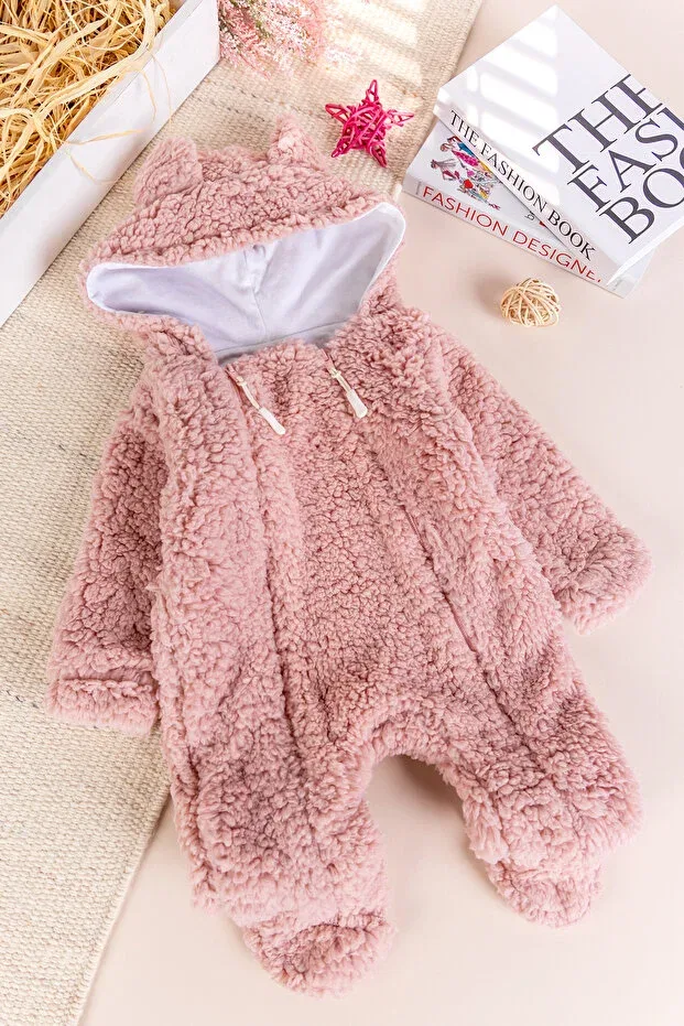 Детский комбинезон из плюша с капюшоном Babymod, Dried Rose