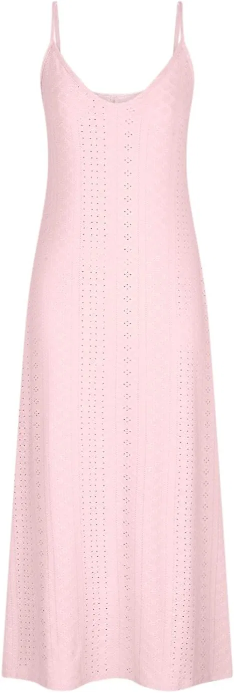 Женское летнее макси-платье с рукавами-лепестками Generic, Pink — фото 3