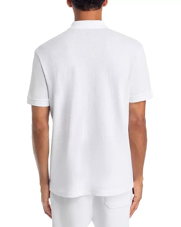 Мужская рубашка поло с принтом Tennis Member Mesh Logo Graphic Polo Shirt Boss, белый — фото 3