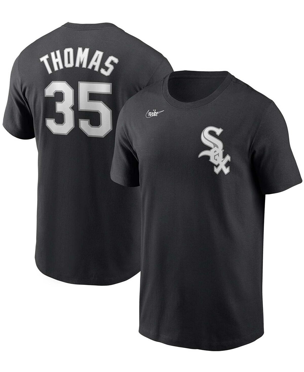 

Мужская футболка frank thomas black chicago white sox cooperstown collection name number Nike, черный
