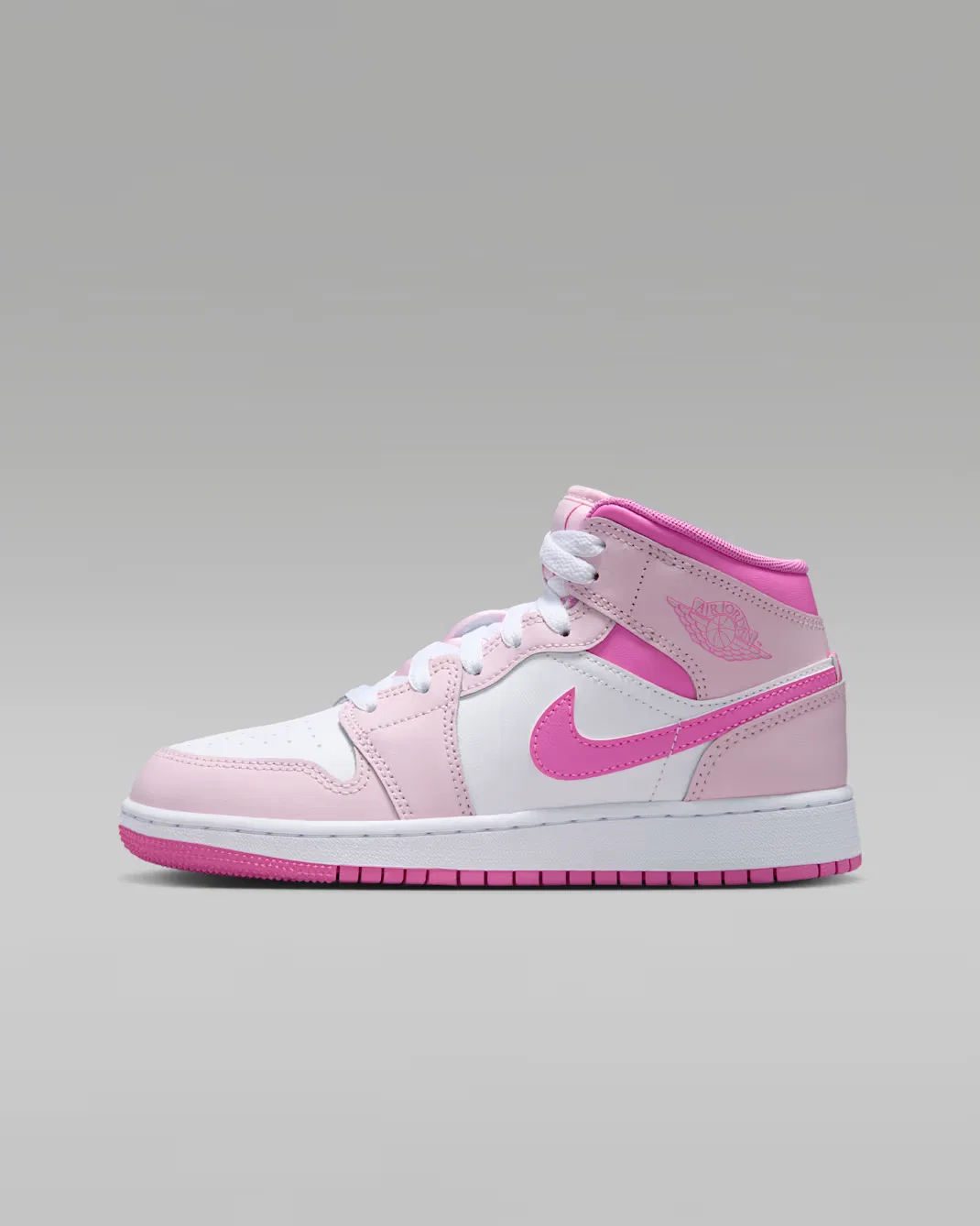 Кроссовки для детей постарше Air Jordan 1 Mid, Pink Foam/China Rose/White/Pink Foam
