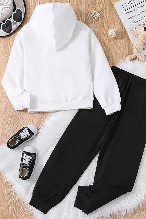 Детский спортивный костюм для девочек с принтом Sportswear Uyguntarz, White — фото 2