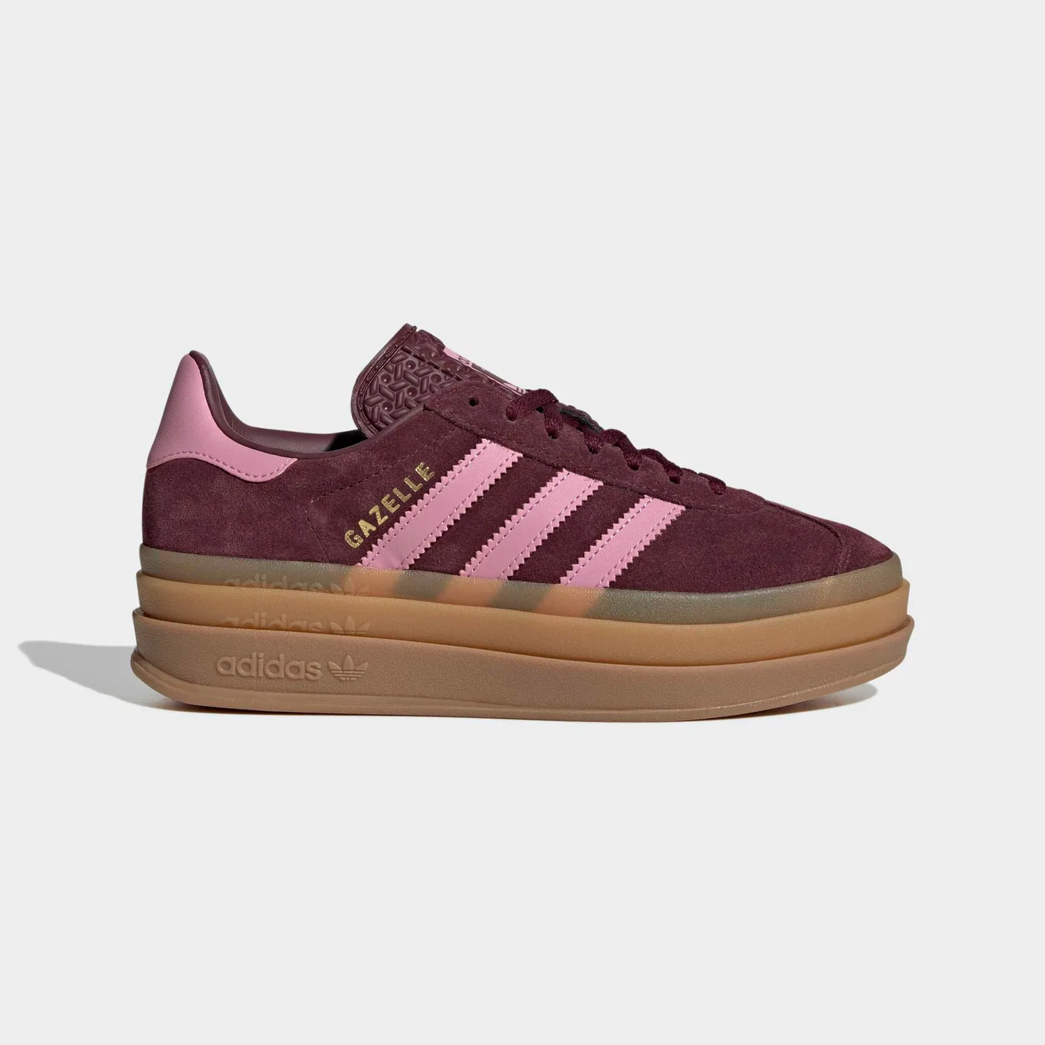 Детские кеды на платформе Gazelle Bold Adidas Originals, Maroon/St Tropic Bloom/Gold Metallic — фото 2
