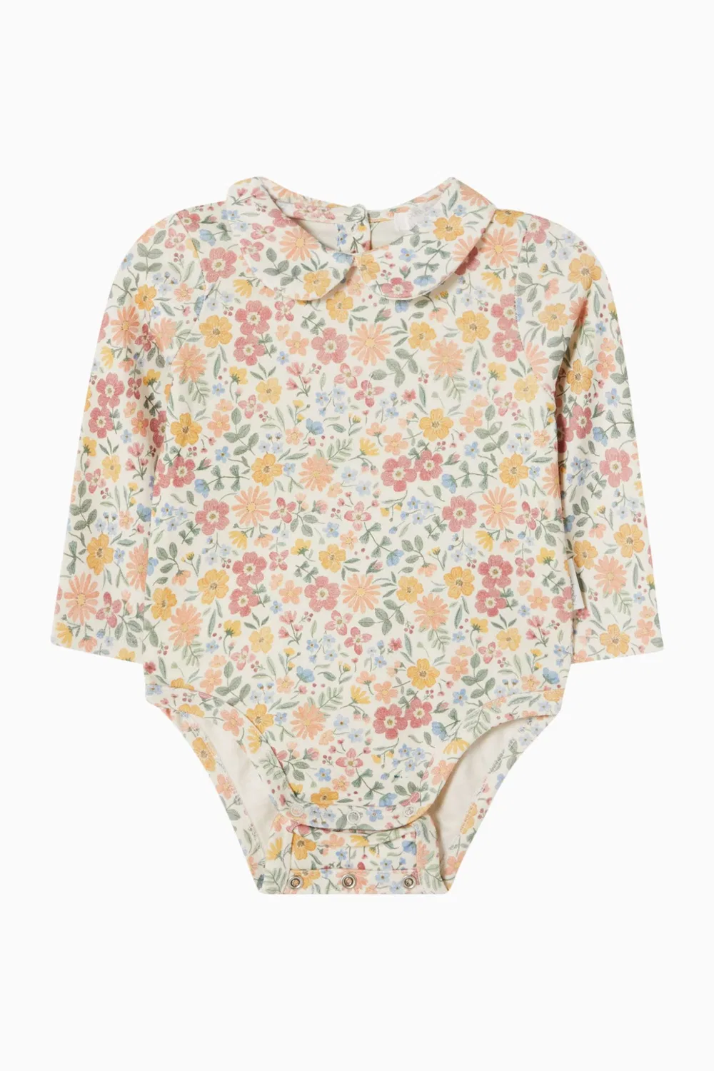 Боди-комбинезон с принтом Wild Flower Printed Collar Purebaby