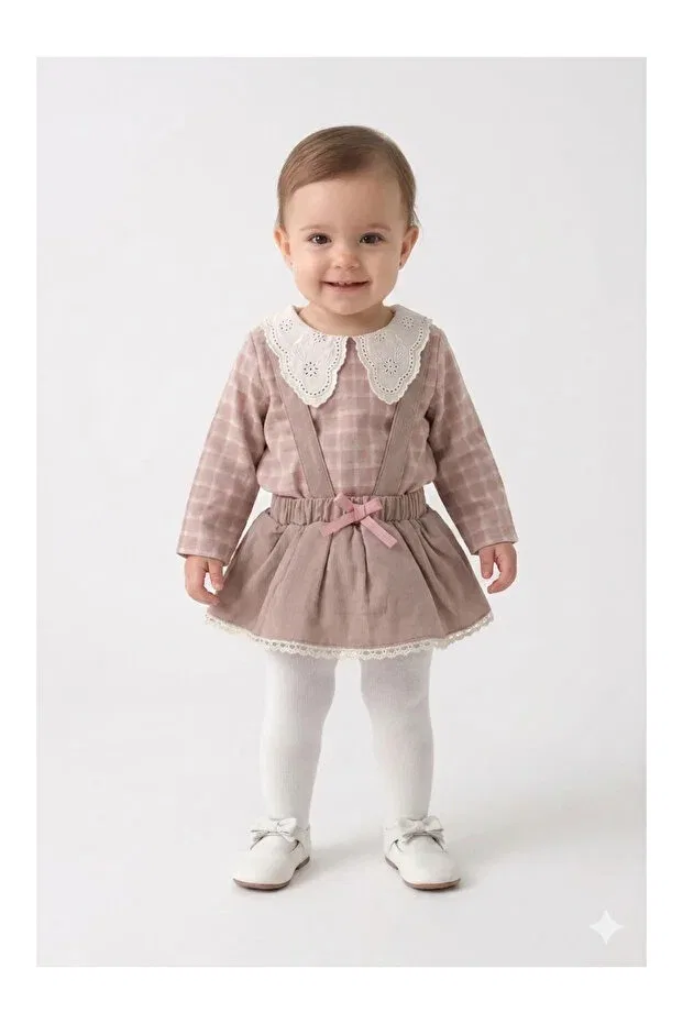 Детский комплект для девочек клетчатый Mini Baray, Pink