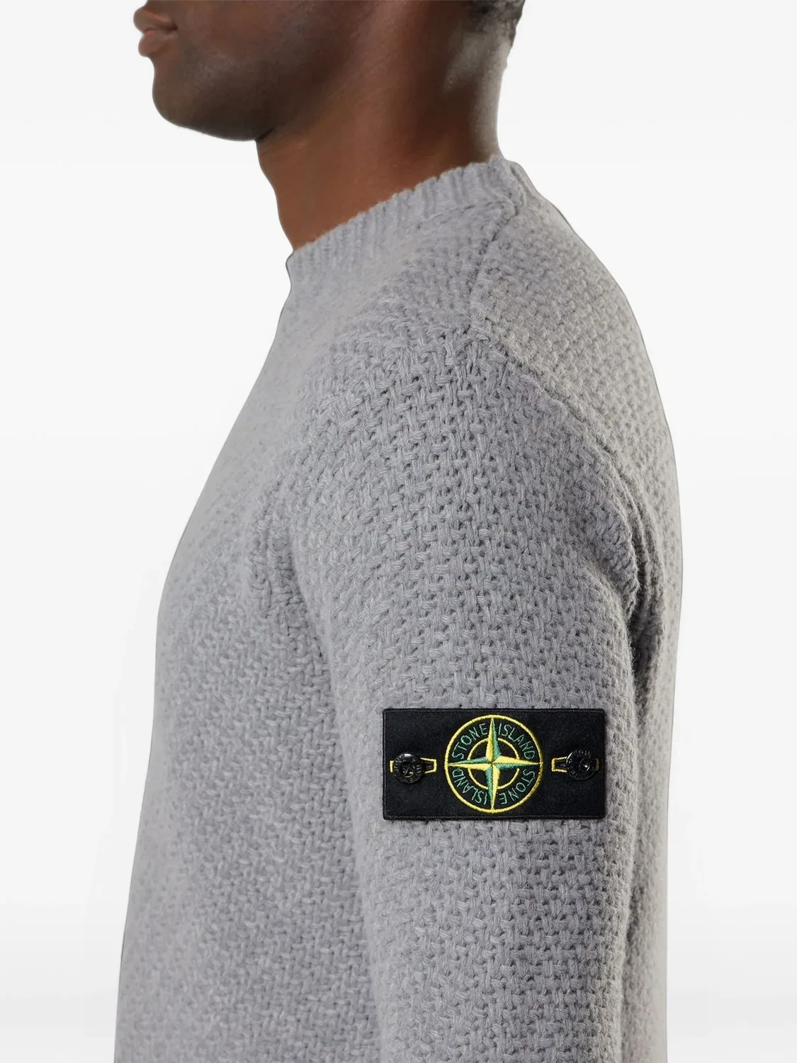 Свитер Compass вафельной вязки Stone Island, серый — фото 2
