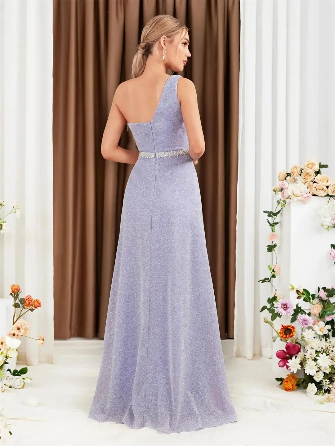 Женское вечернее платье с V-образным вырезом, Lavender — фото 3