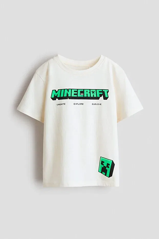 Детская футболка с принтом Minecraft H&M, White