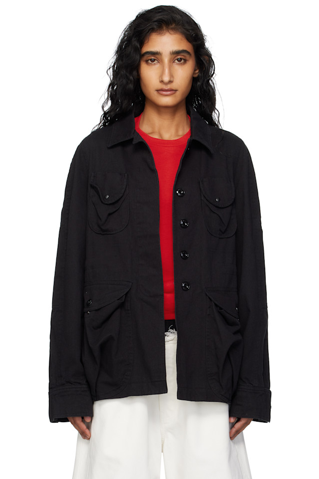 

Джинсовая куртка в стиле сафари с множеством карманов Open Yy, черный