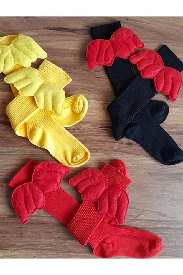 Детские носки для новорожденных с принтом Angel Wings Özkardeşler Baby, Yellow Red Black