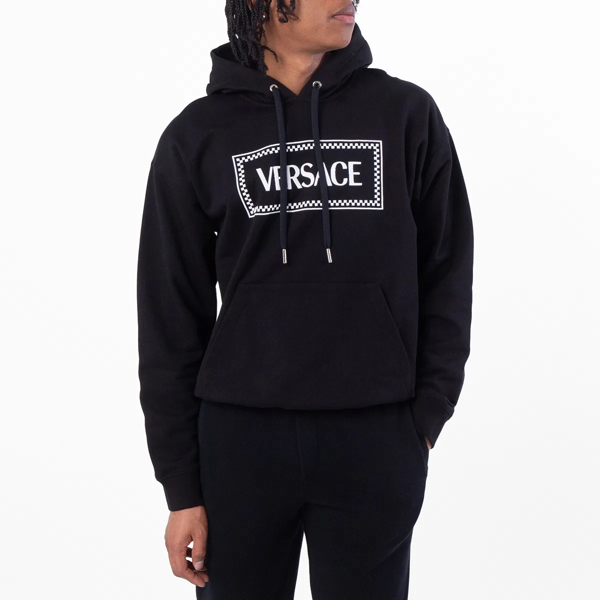 Худи с принтом 90s Vintage Logo Print Hoodie Versace, Black