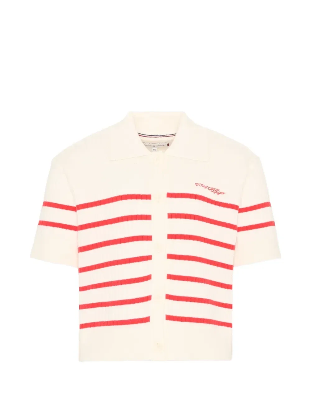 Вязаный джемпер в рубчик в полоску Tommy Hilfiger Junior, бежевый