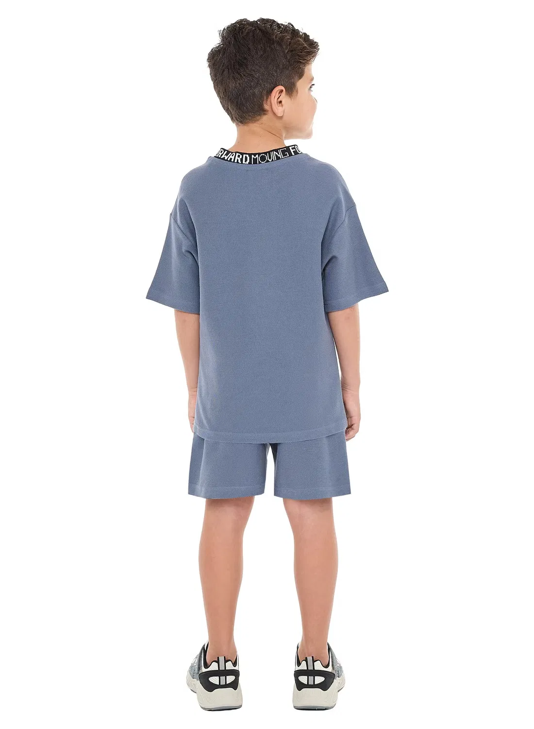 Комплект из футболки и шорт с жаккардовым принтом, модель Oversized, Victor And Jane, темно-синий — фото 4