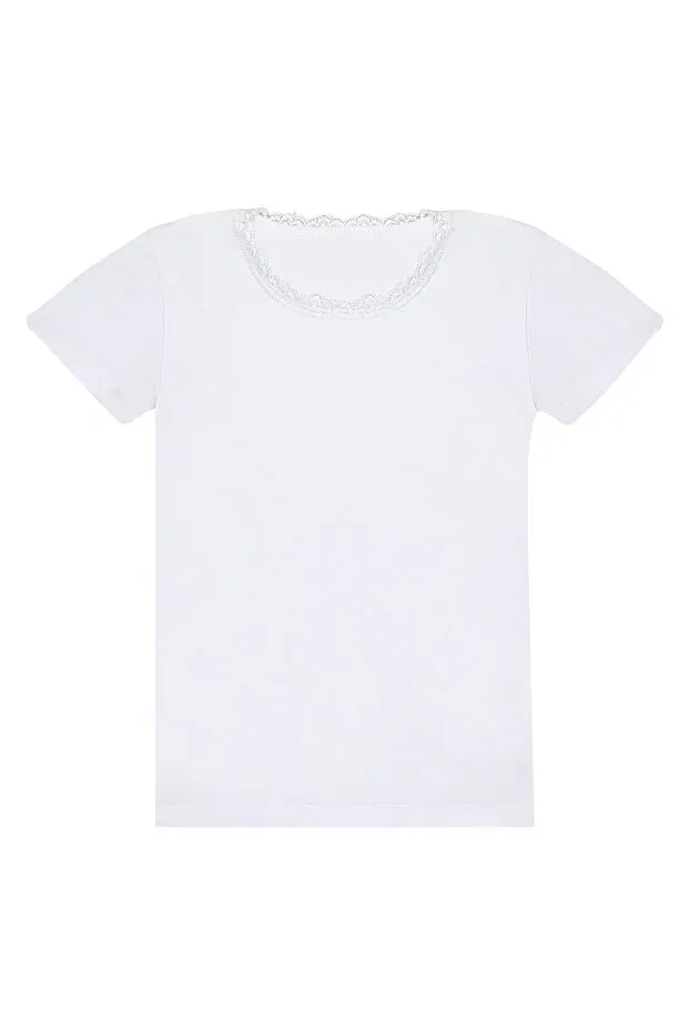 Детская футболка для девочек с кружевом Özkan Underwear, White — фото 3