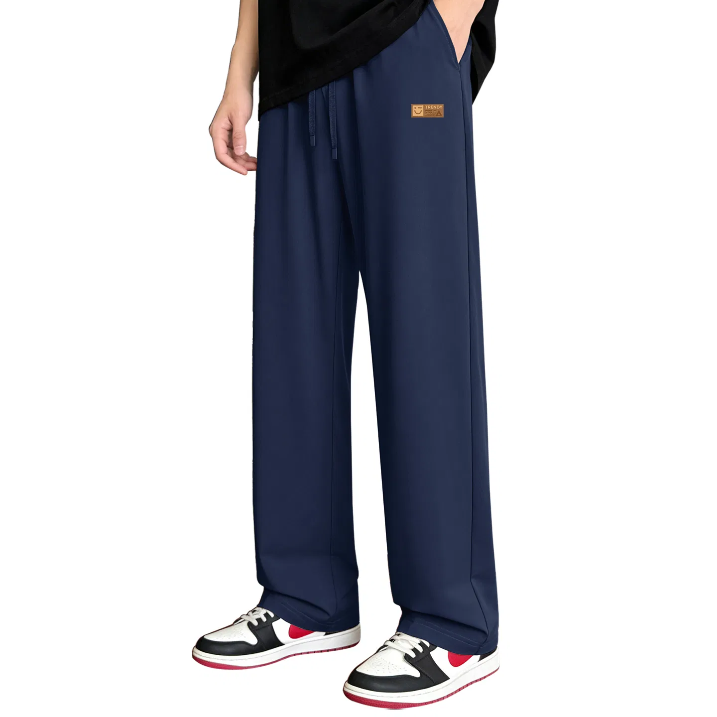 Детские брюки прямого кроя из тонкой ткани MINISO, Navy Blue