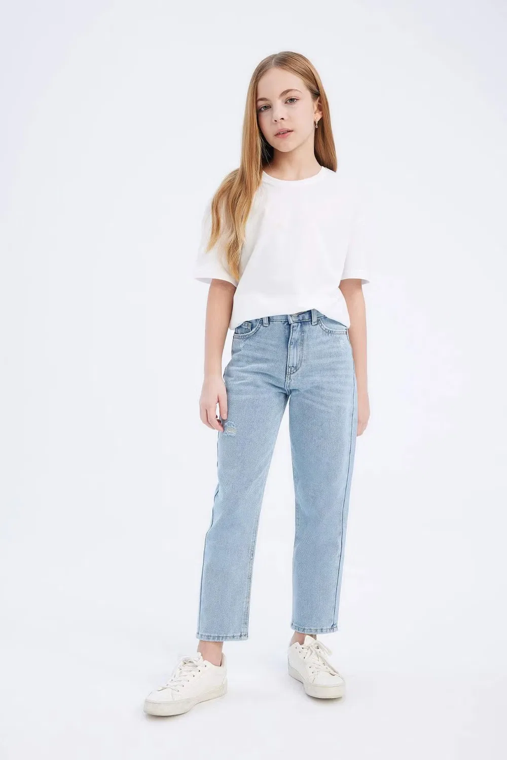 Джинсы Mom Fit хлопковые стандартные Defacto, синий — фото 3