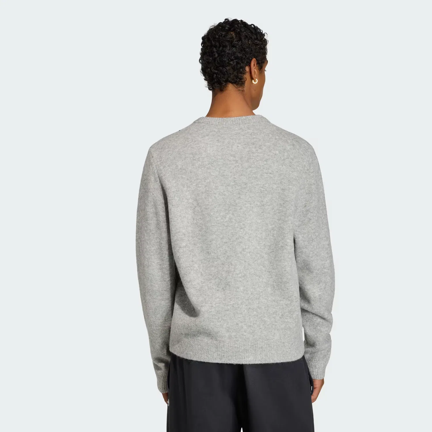 Мужской вязаный свитер с круглым вырезом Trefoil Essentials Fully Knit Sweater Adidas Originals, серый меланж — фото 2