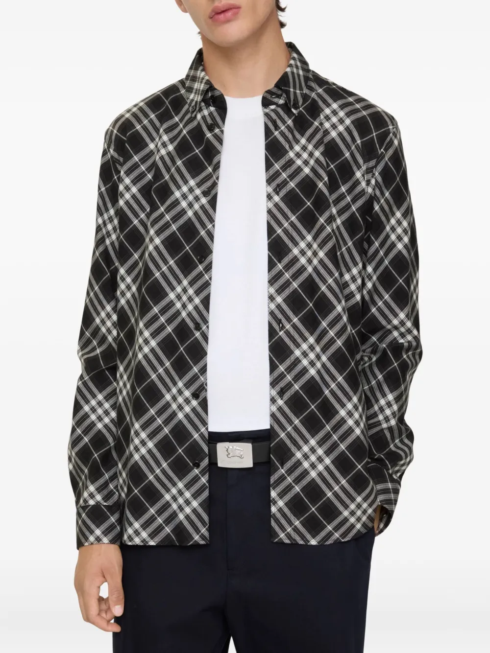 Фланелевая рубашка в клетку Burberry, черный — фото 2
