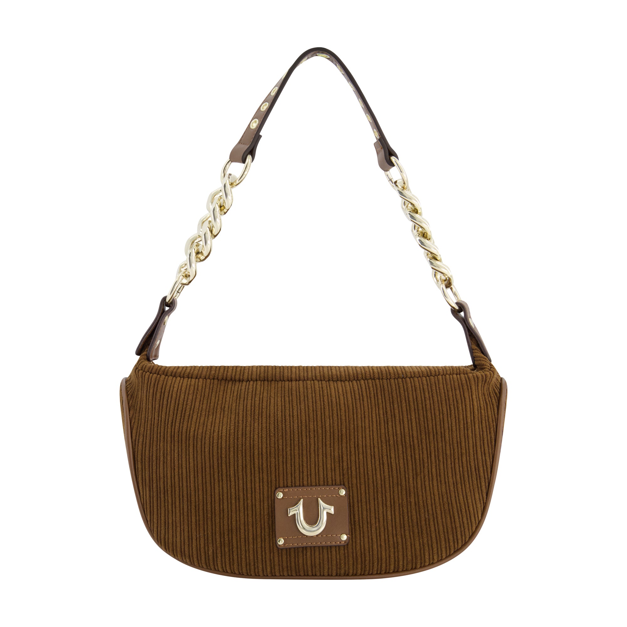 

True Religion Кордовая цепная сумка Hobo, коричневый