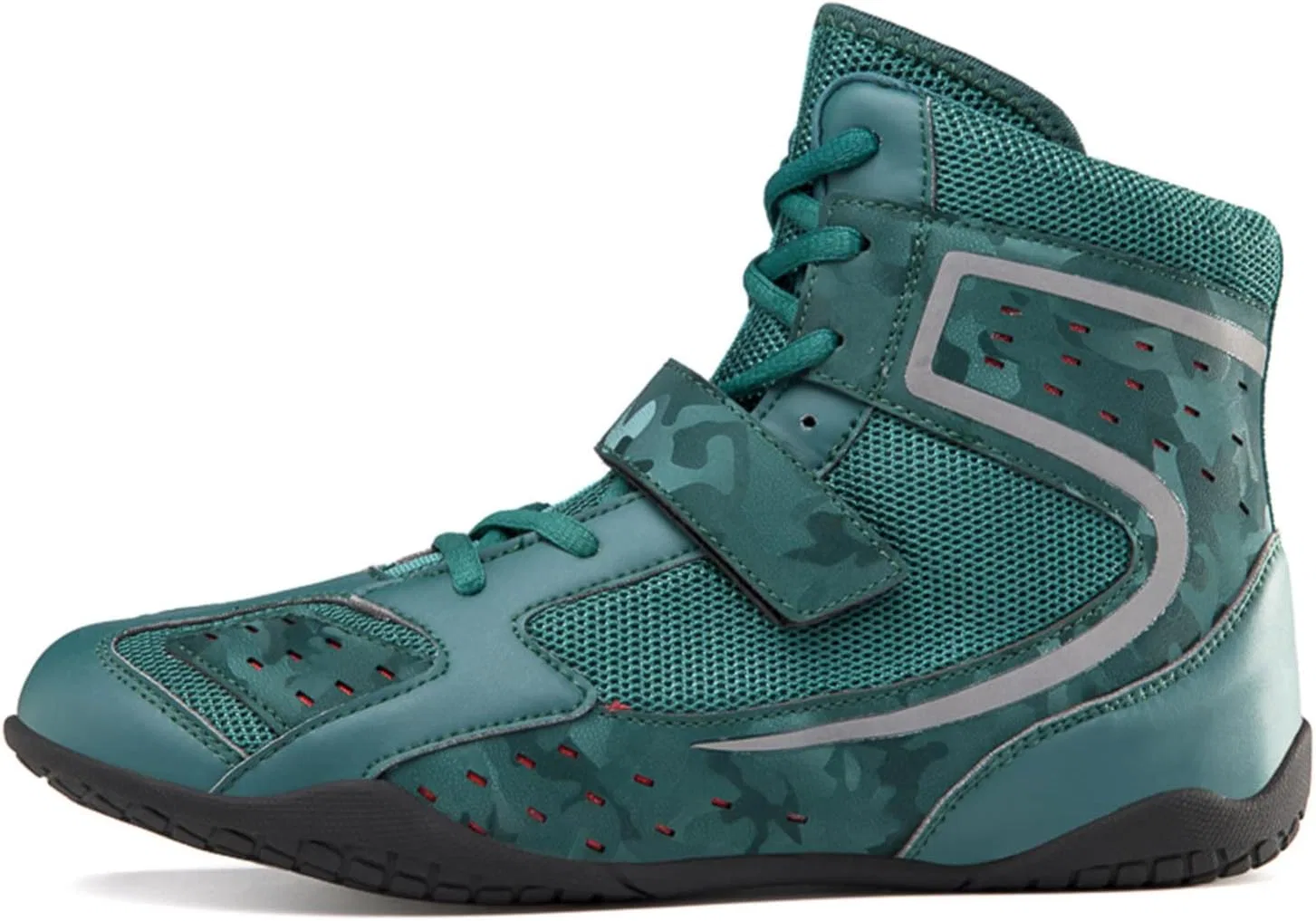 Боксерские ботинки EMDPBD High Top для мужчин, боксерские сапоги, тренировочные боксерские кроссовки для спарринга, резиновая подошва, зеленый, размер 44 EU — фото 2