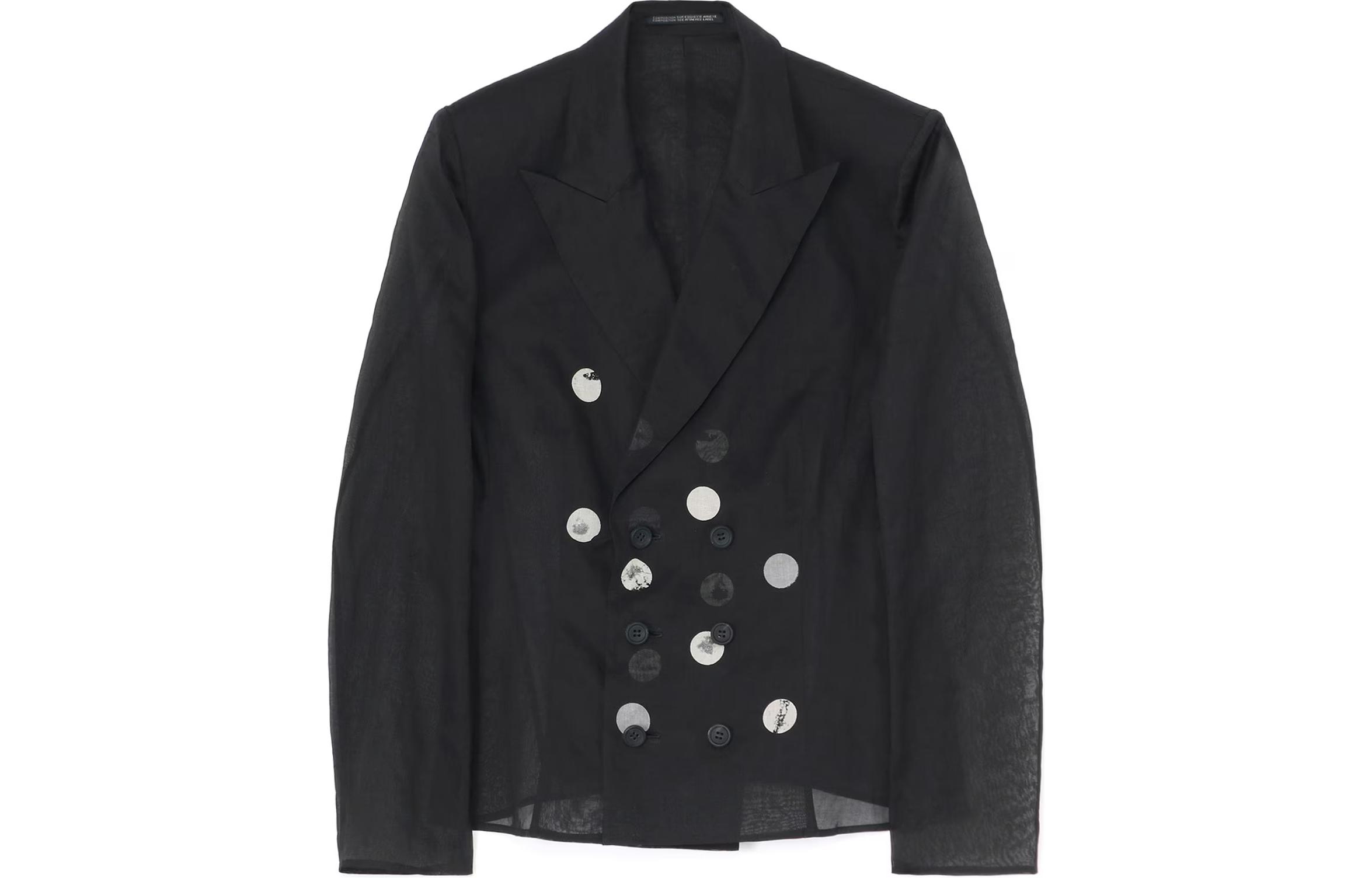 

Yohji Yamamoto Двубортный полупрозрачный жакет, Black