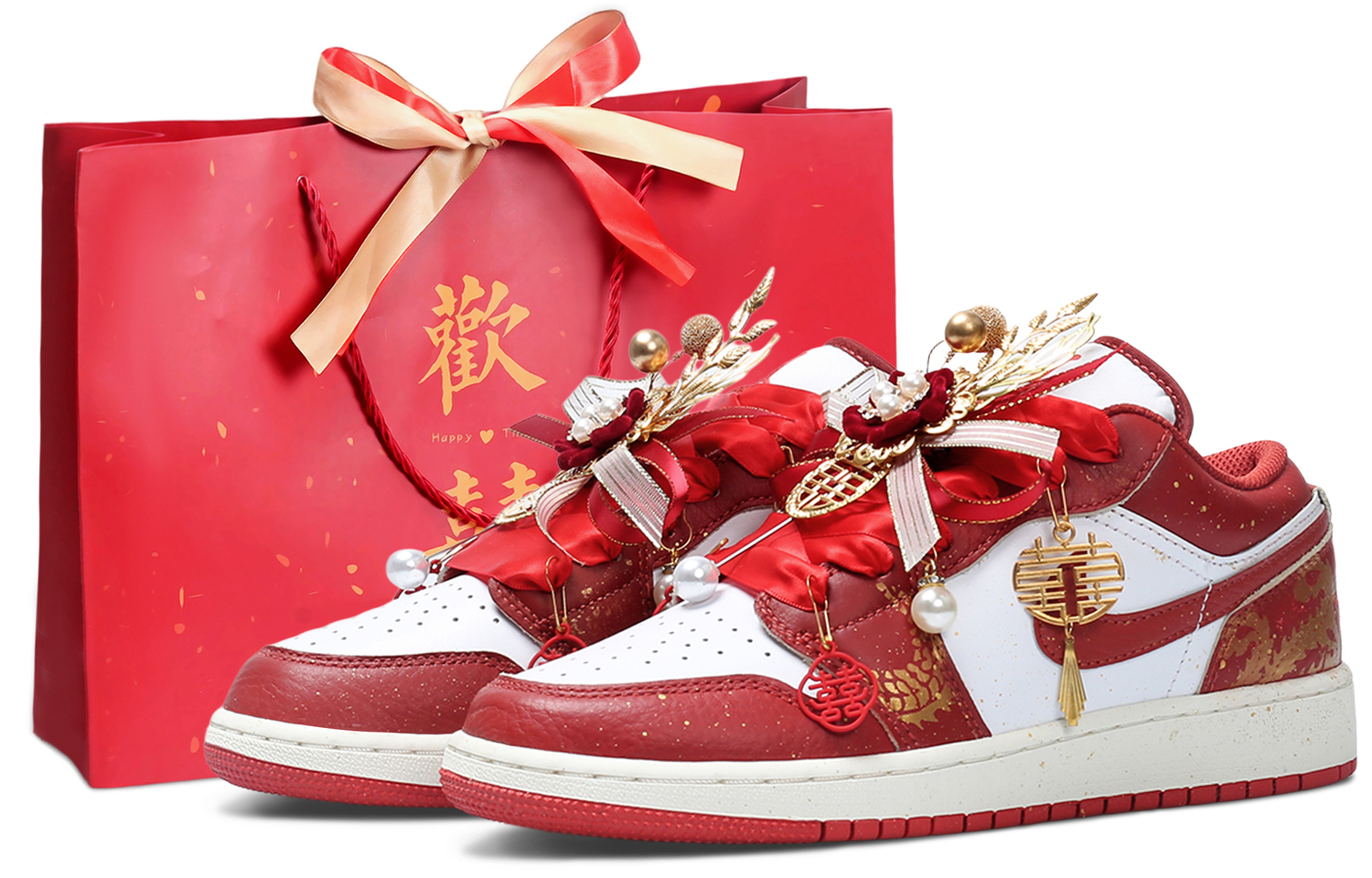 

Jordan Кроссовки Air 1 Low Top Vintage Basketball Shoes Unisex Wedding Red