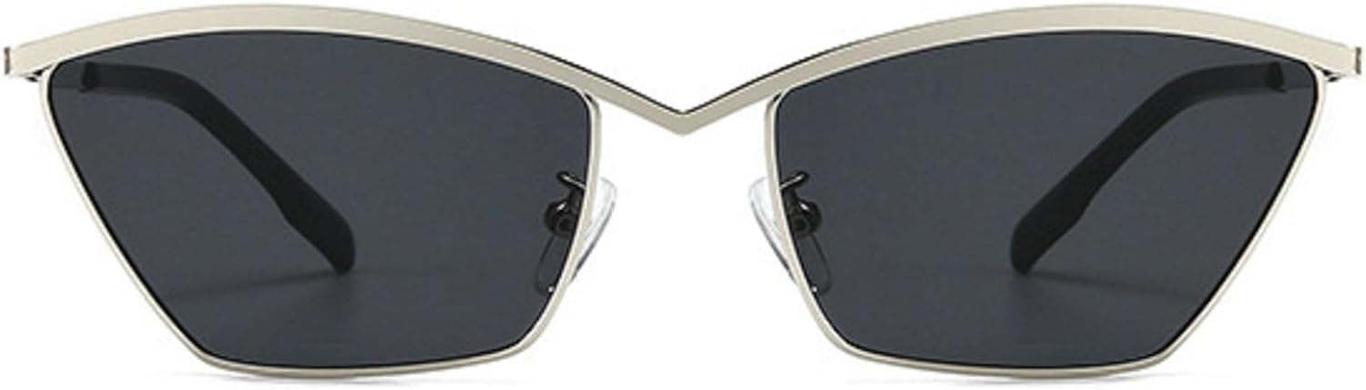 

Металлические солнцезащитные очки «кошачий глаз» для женщин, ретро-очки для отдыха на природе, пляжные солнцезащитные очки с защитой от УФ-излучения, черные очки N47 mincl, Silver Gray