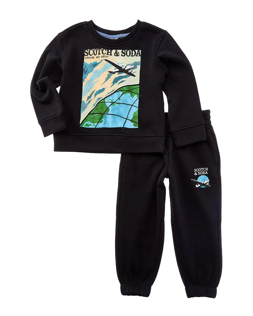 Комплект Scotch & Soda из 2 предметов: толстовка и спортивные штаны, черный