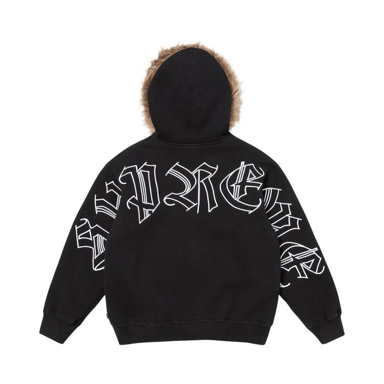 

Толстовка Supreme Faux Fur Zip Up Hooded Sweatshirt, Black