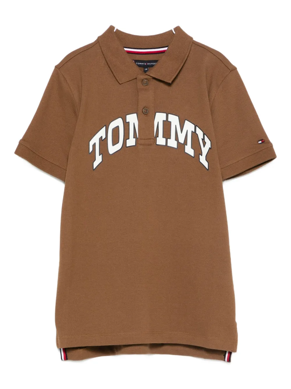 

Поло с деталями в виде логотипа Tommy Hilfiger Junior, коричневый