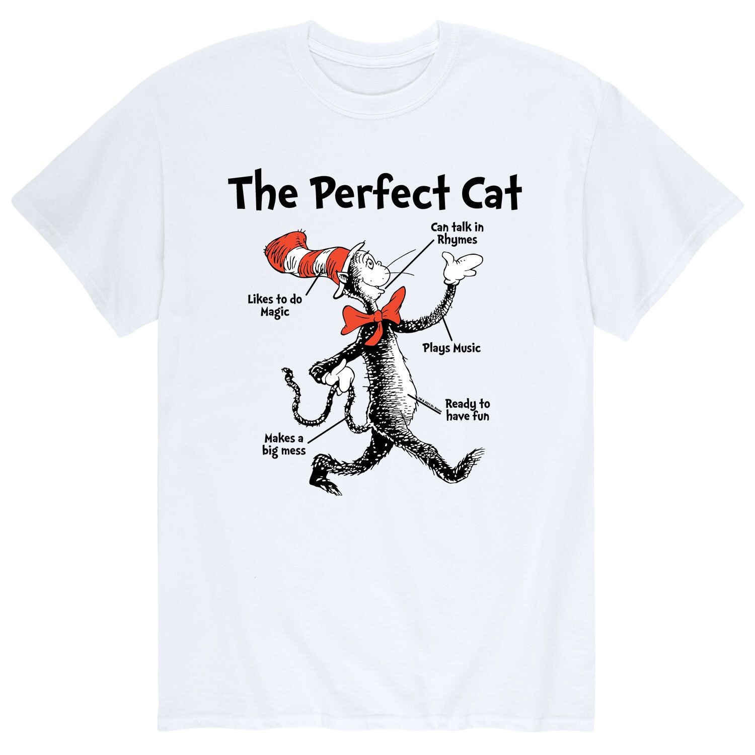 

Мужская футболка Dr. Seuss Perfect Cat Licensed Character, Серый, Мужская футболка Dr. Seuss Perfect Cat Licensed Character