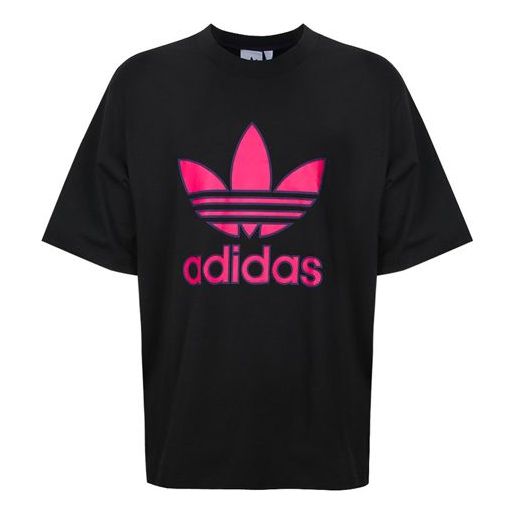 

Футболка originals trefoil tee logo printing round neck short sleeve black Adidas, черный