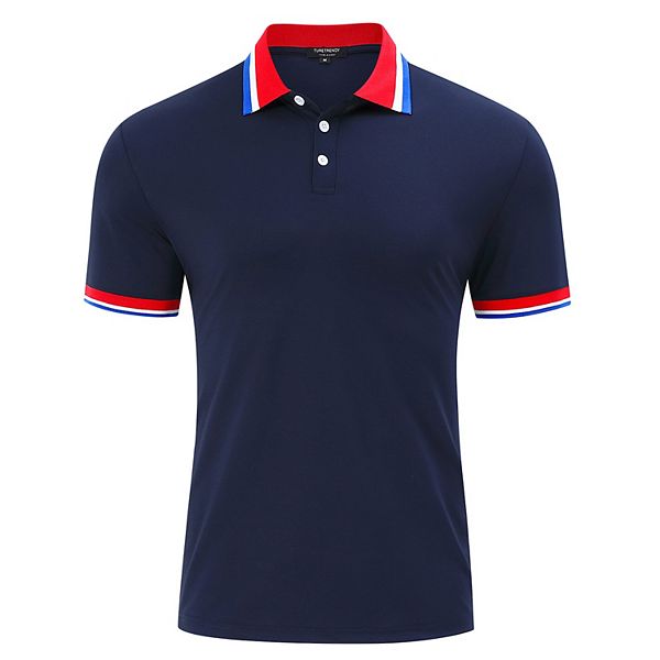 

Мужская поло с коротким рукавом и воротником на пуговицах Clearflower, Navy Blue