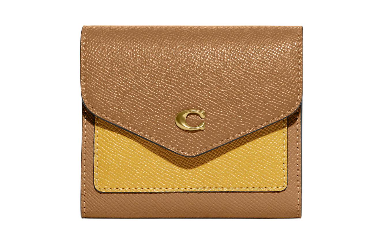 

Wyn Cross Grain Leather сумка для документов, картхолдер, кошелек для монет, маленький женский кошелек оранжево-желтый колор-блок COACH, Set (Bag+Dust Bag)