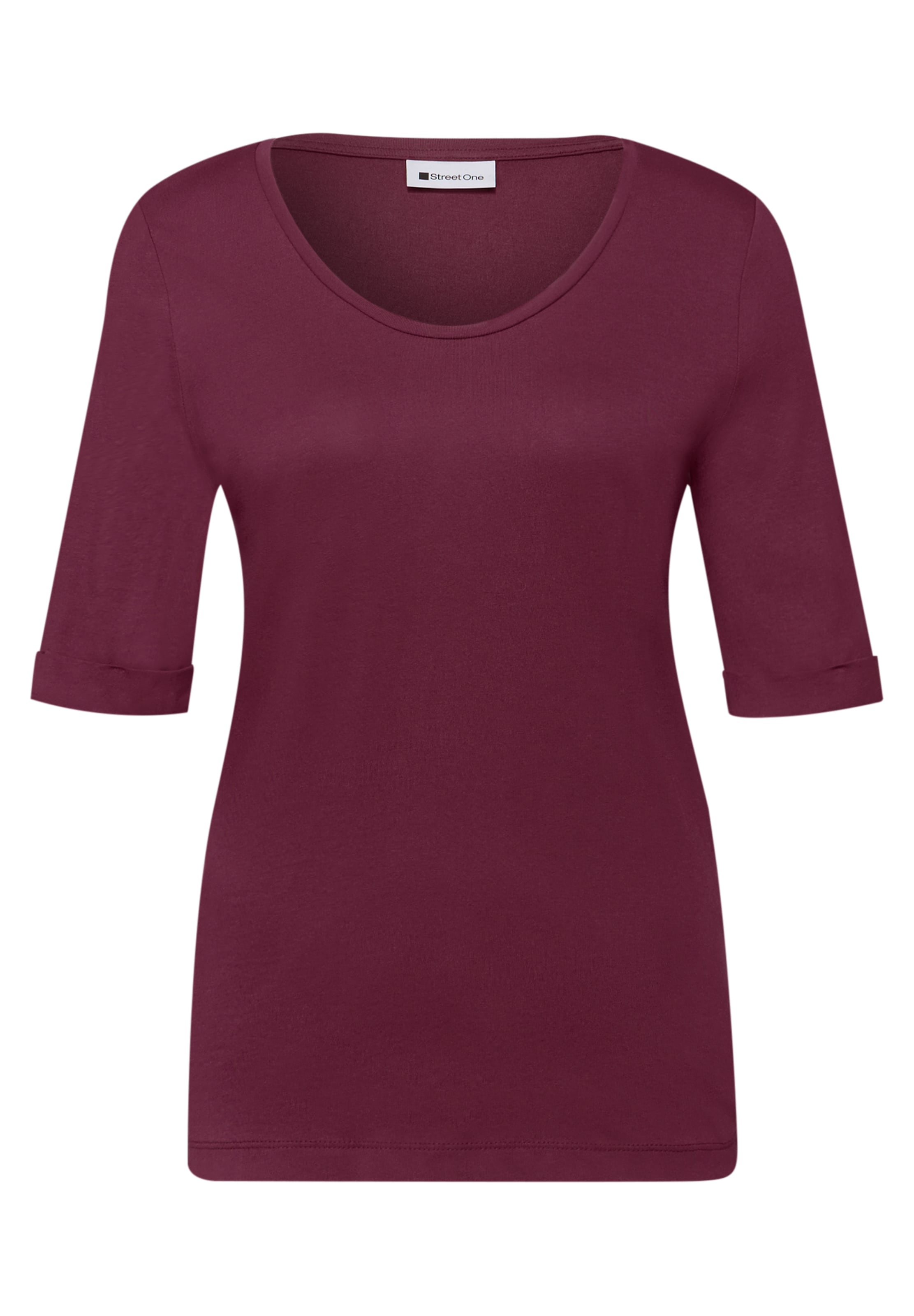 

STREET ONE Футболка в темно-красном цвете
