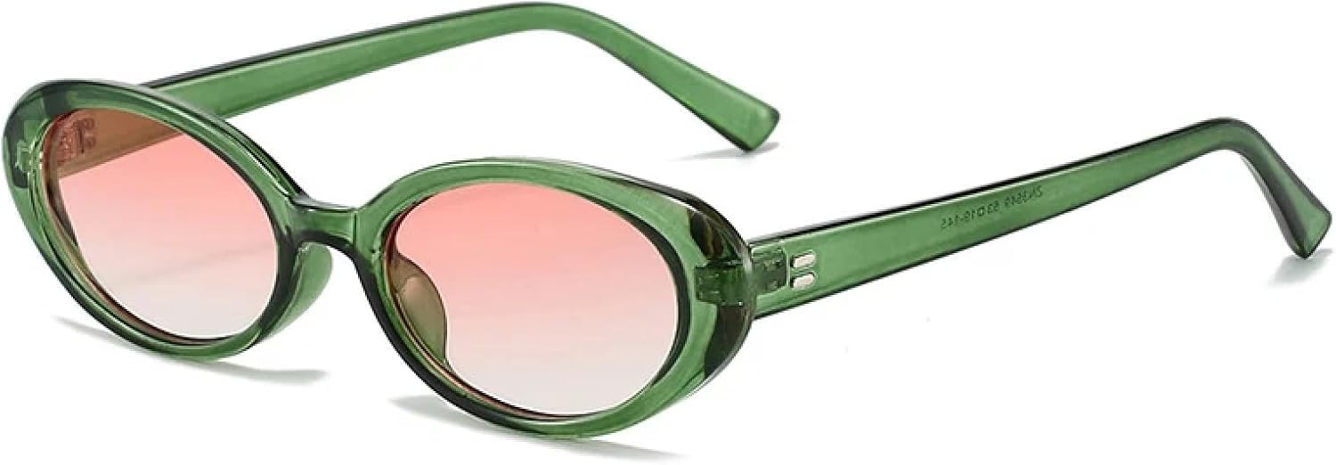 

Ретро винтажные овальные солнцезащитные очки для женщин, круглые солнцезащитные очки для мужчин с защитой от УФ-излучения UV400, стиль панк, роскошные очки TVTBBVV, Green-pink