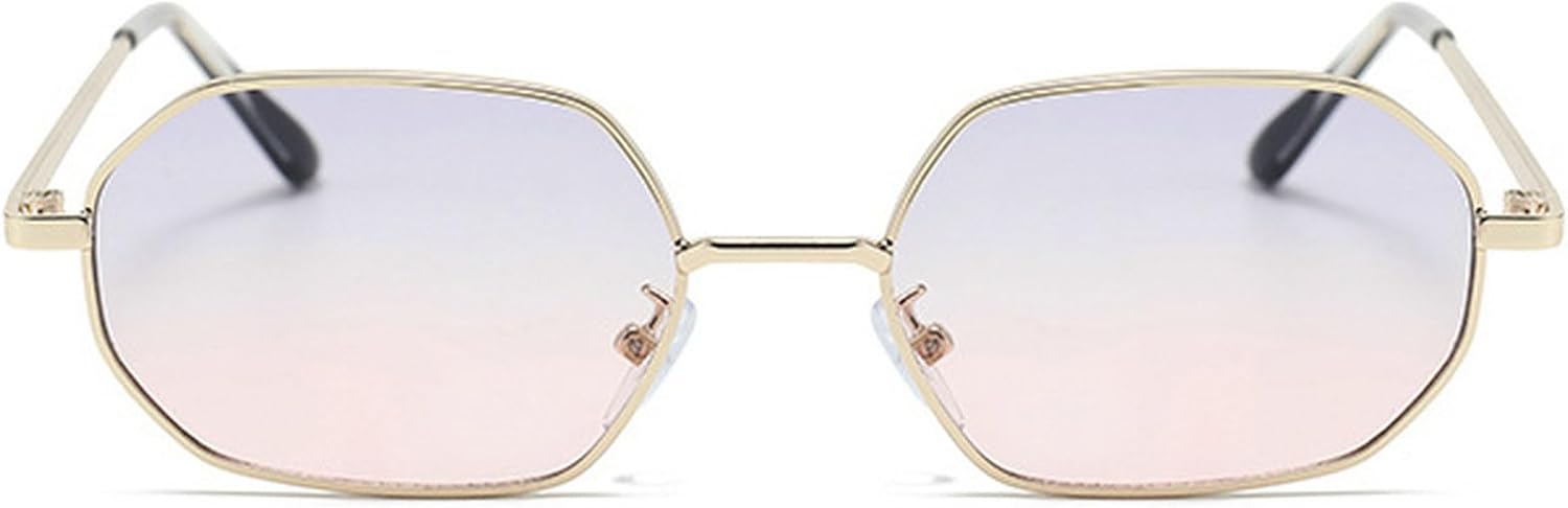 

Мужские солнцезащитные очки с многоугольной оправой малого размера, женские винтажные солнцезащитные очки с металлической оправой, модные прямоугольные солнцезащитные очки 2025 года mincl, Gray Light Pink